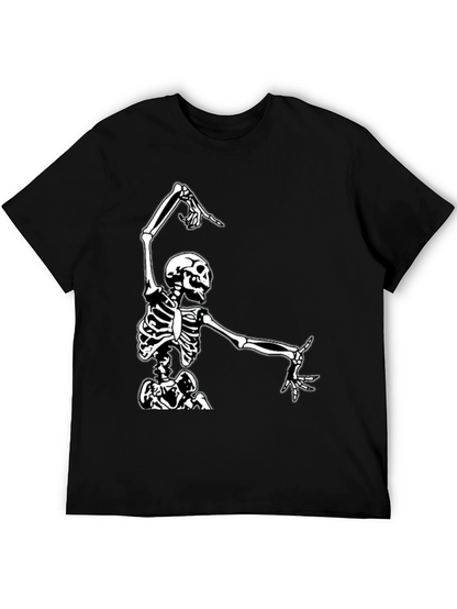 Dancing Skeleton Graphic Tee - Black Cotton