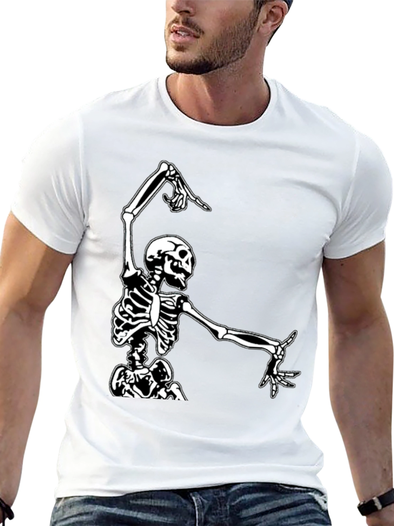 Dancing Skeleton Graphic Tee - Black Cotton