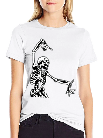 Dancing Skeleton Graphic Tee - Black Cotton