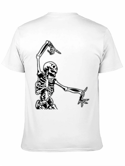 Dancing Skeleton Graphic Tee - Black Cotton