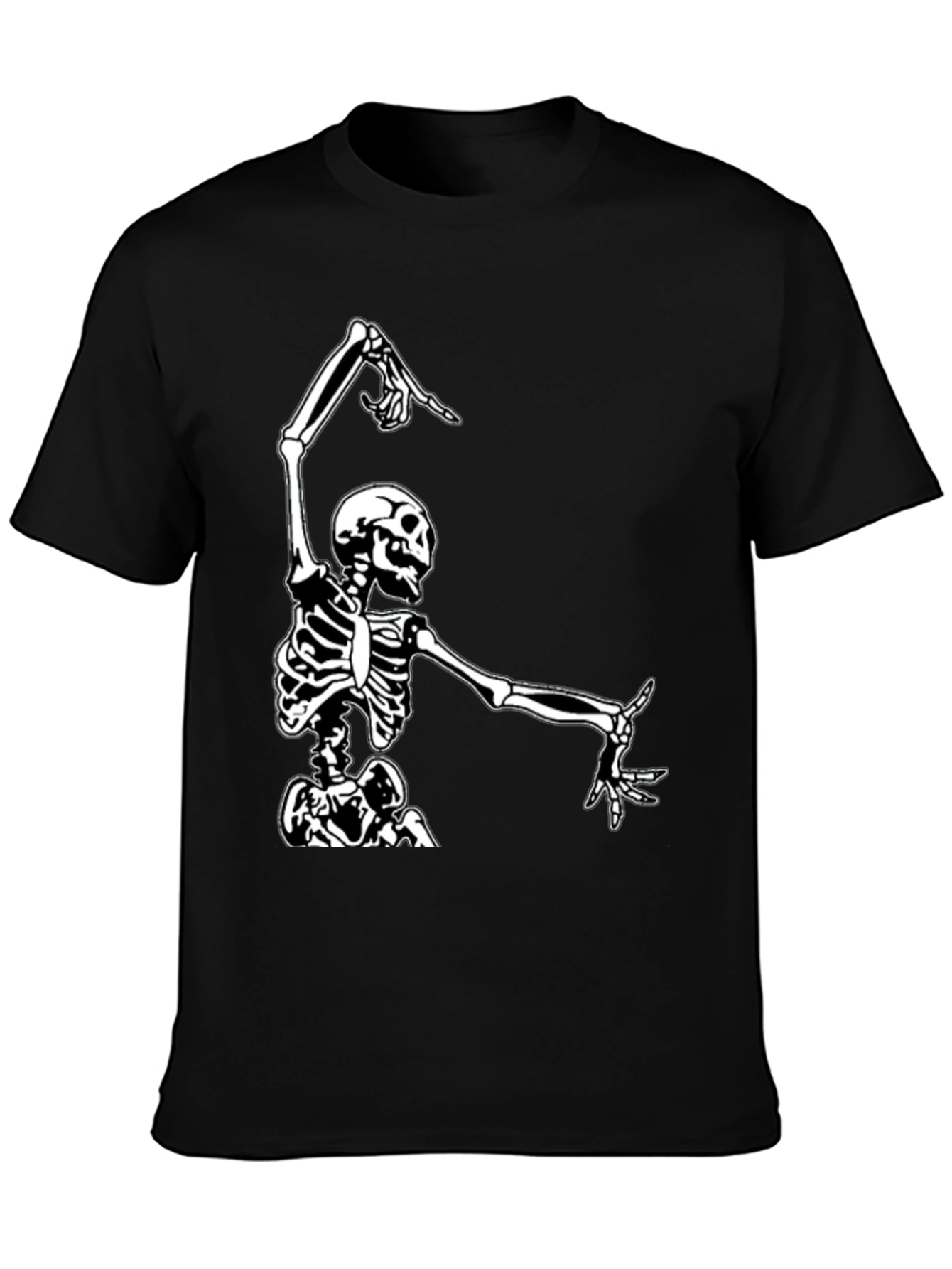 Dancing Skeleton Graphic Tee - Black Cotton
