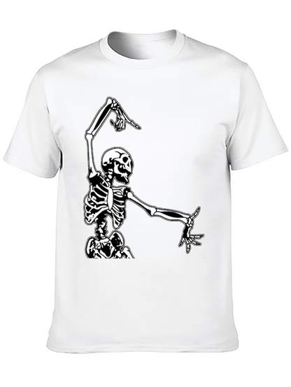 Dancing Skeleton Graphic Tee - Black Cotton