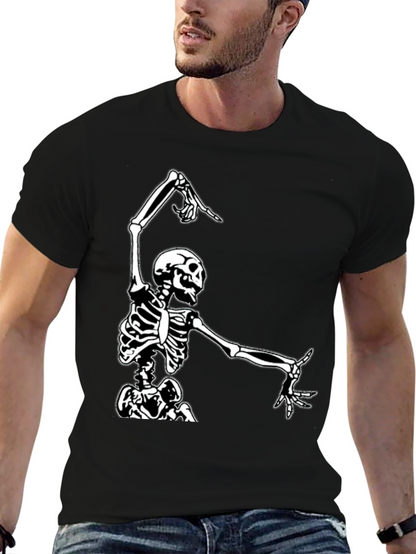 Dancing Skeleton Graphic Tee - Black Cotton