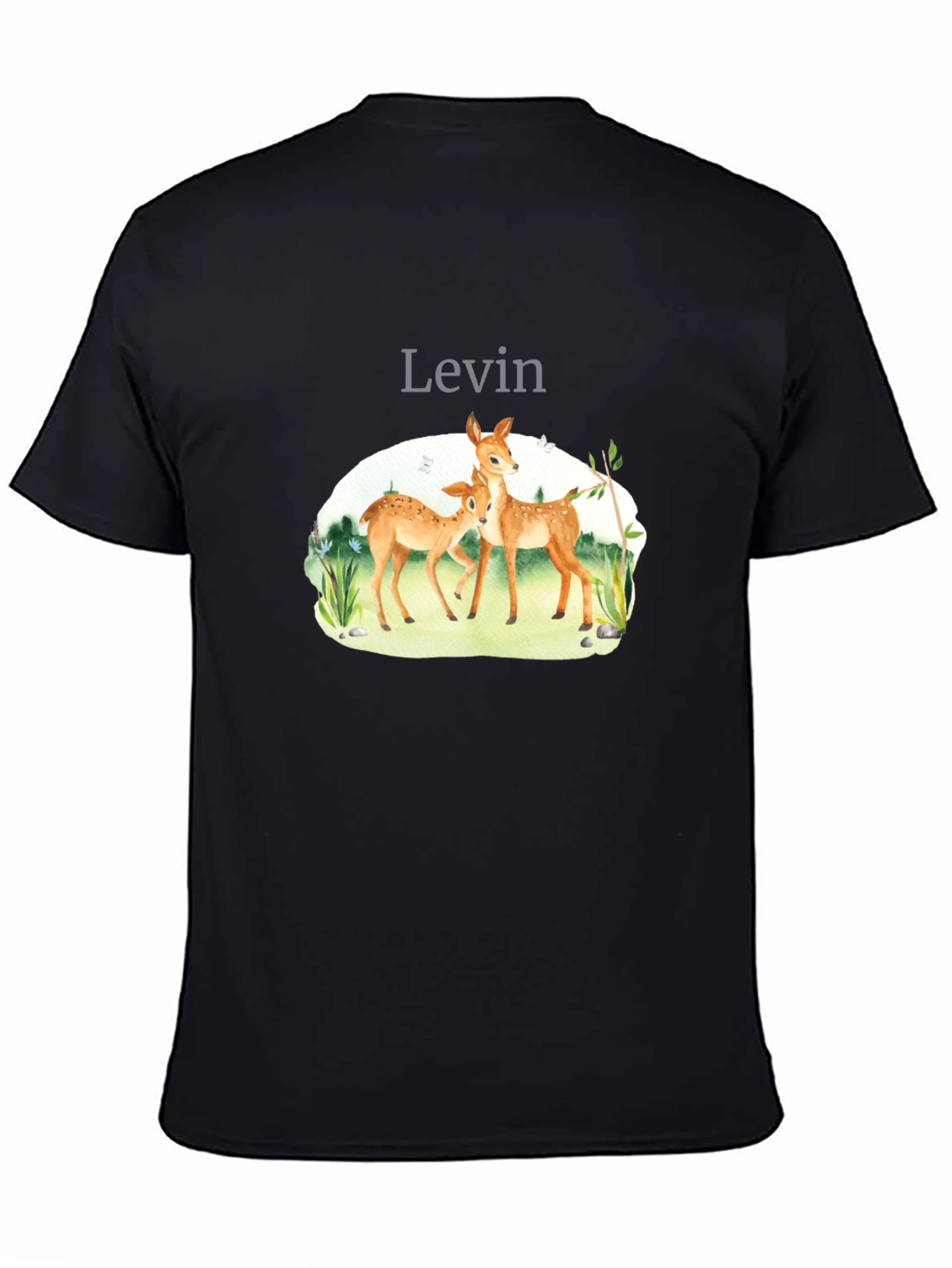Levin Deer Graphic Tee - Black Cotton Blend Shirt