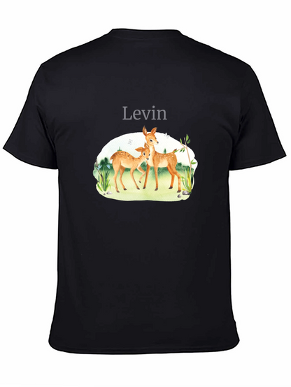 Levin Deer Graphic Tee - Black Cotton Blend Shirt