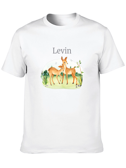 Levin Deer Graphic Tee - Black Cotton Blend Shirt