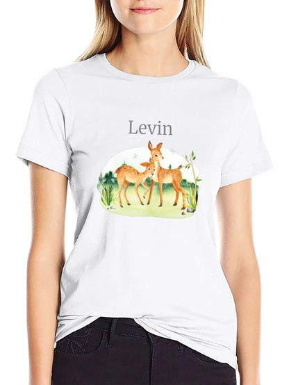 Levin Deer Graphic Tee - Black Cotton Blend Shirt