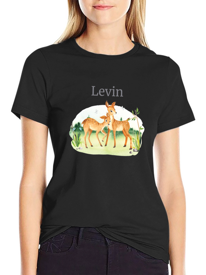 Levin Deer Graphic Tee - Black Cotton Blend Shirt