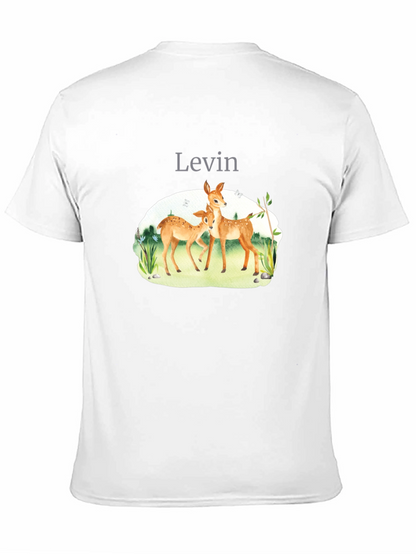 Levin Deer Graphic Tee - Black Cotton Blend Shirt