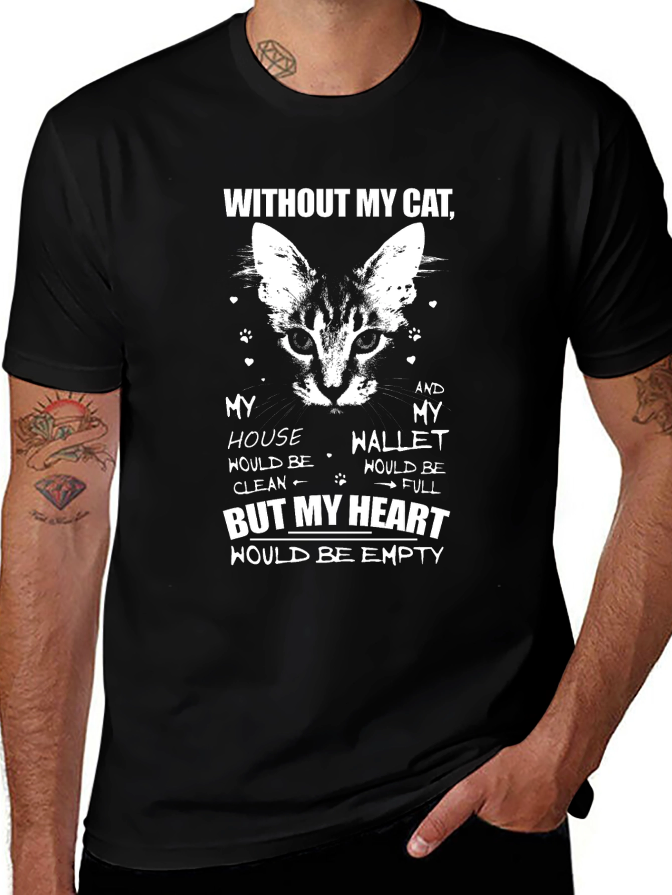 Cat Lover T-Shirt - Empty Heart Design