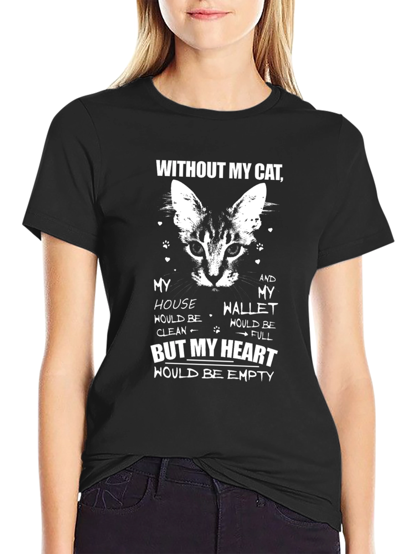 Cat Lover T-Shirt - Empty Heart Design