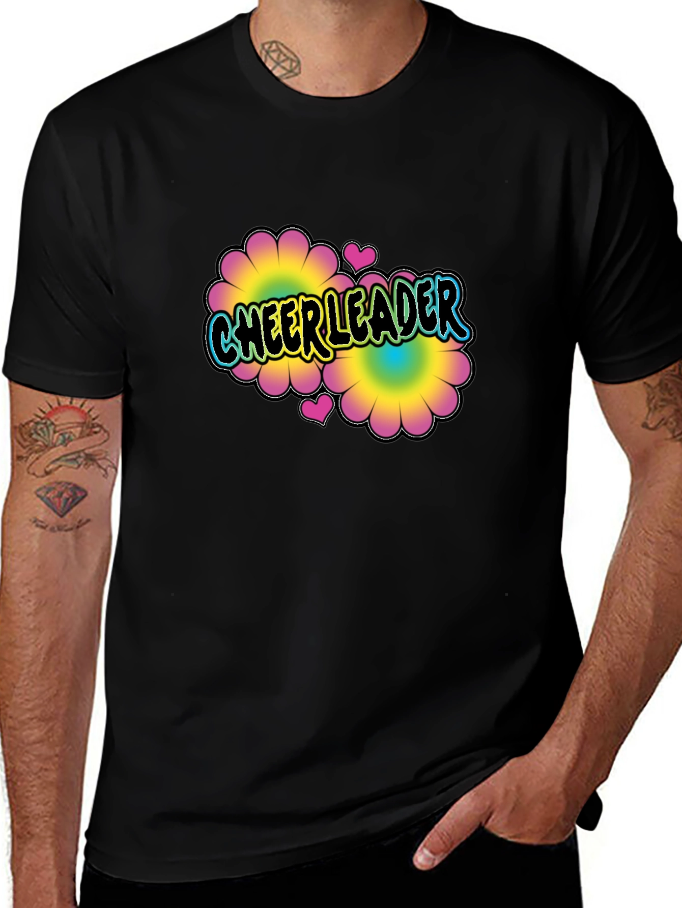 Cheerleader Flower Power T-Shirt Black