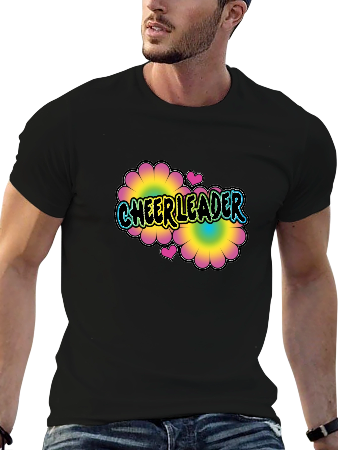 Cheerleader Flower Power T-Shirt Black