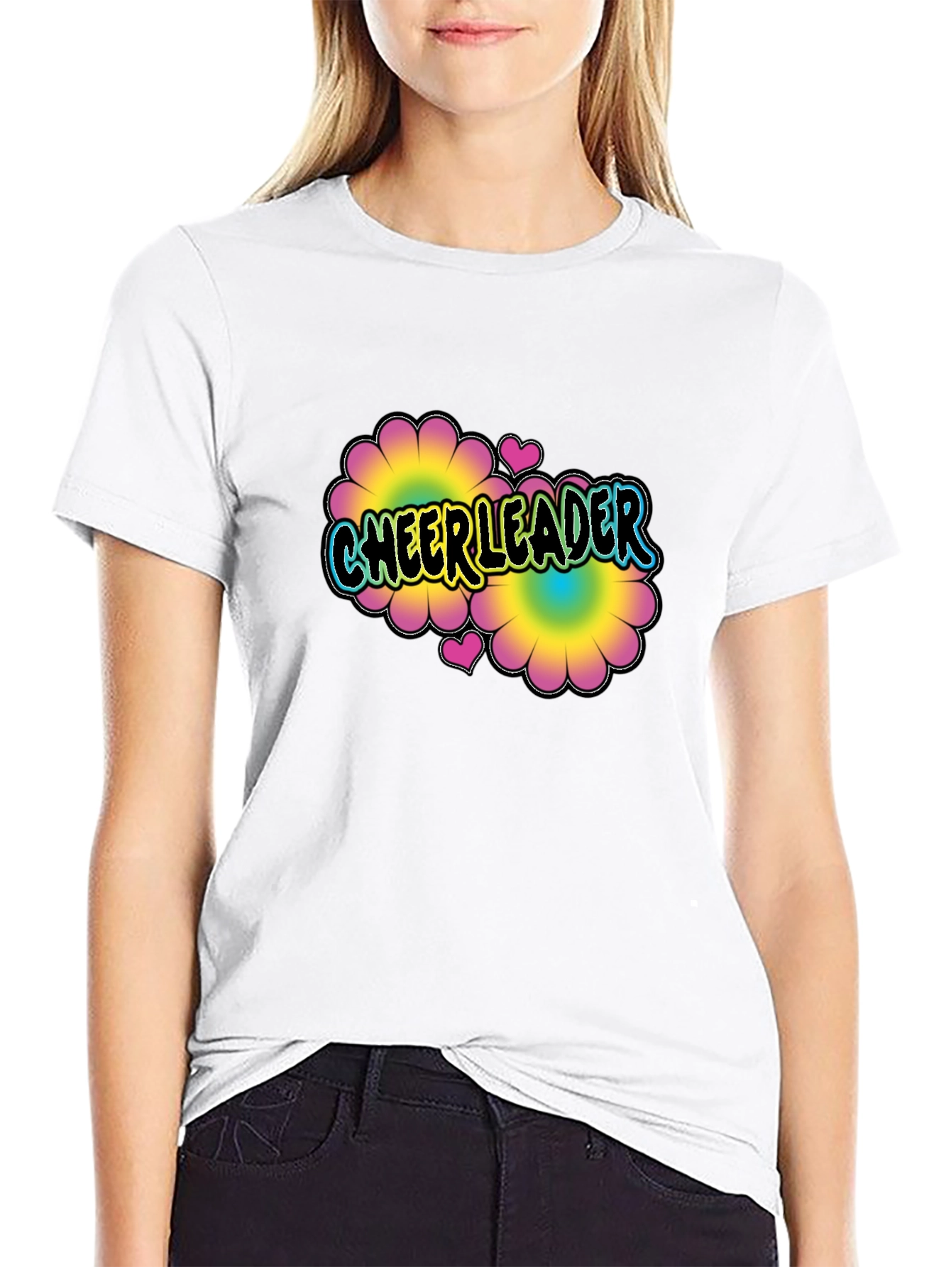 Cheerleader Flower Power T-Shirt Black