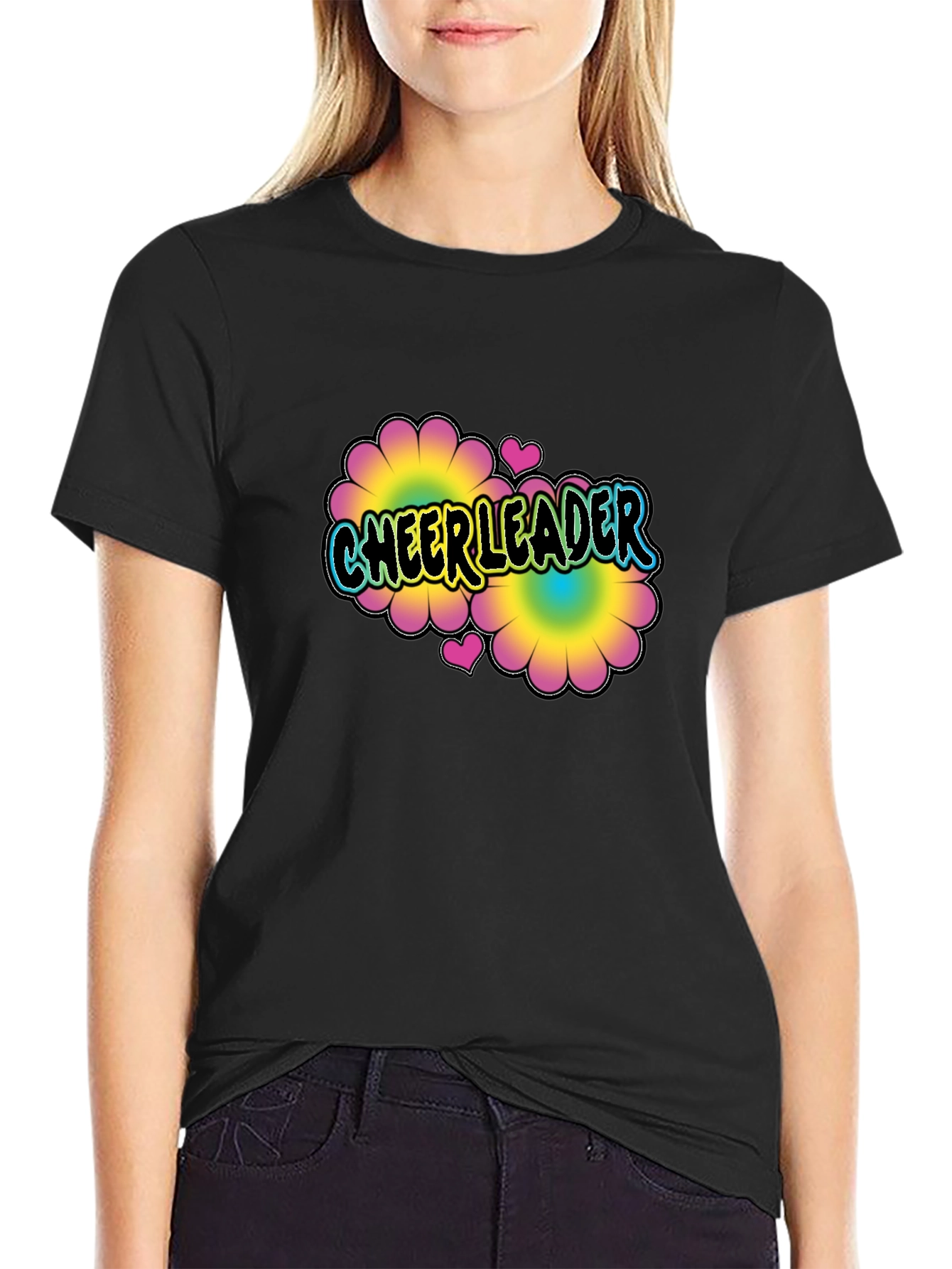 Cheerleader Flower Power T-Shirt Black