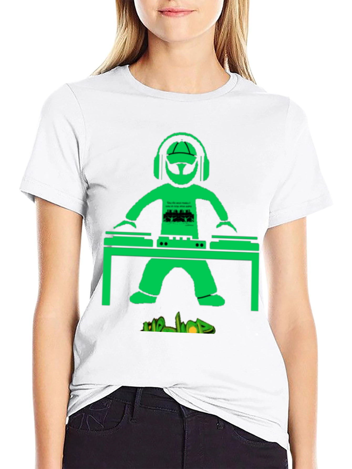 DJ Graphic T-Shirt - Green Graphic on Black
