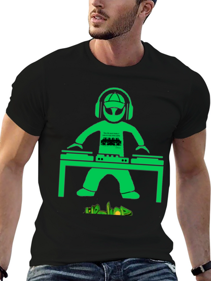 DJ Graphic T-Shirt - Green Graphic on Black