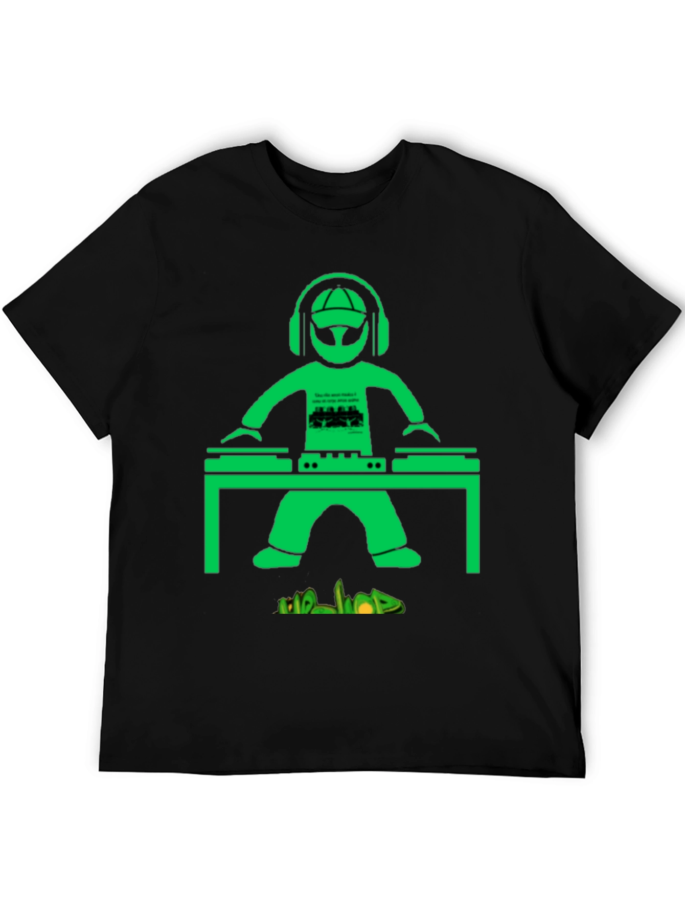 DJ Graphic T-Shirt - Green Graphic on Black