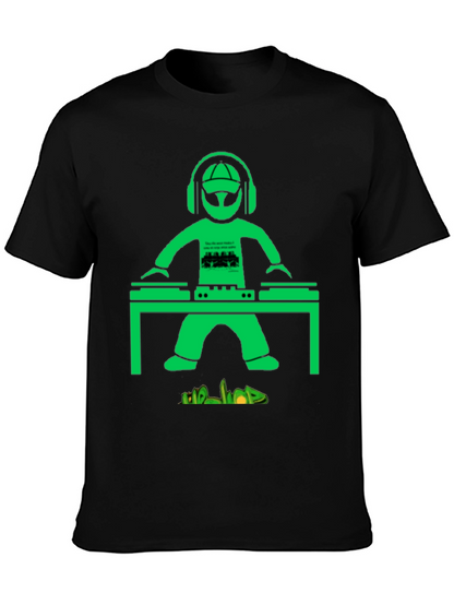 DJ Graphic T-Shirt - Green Graphic on Black