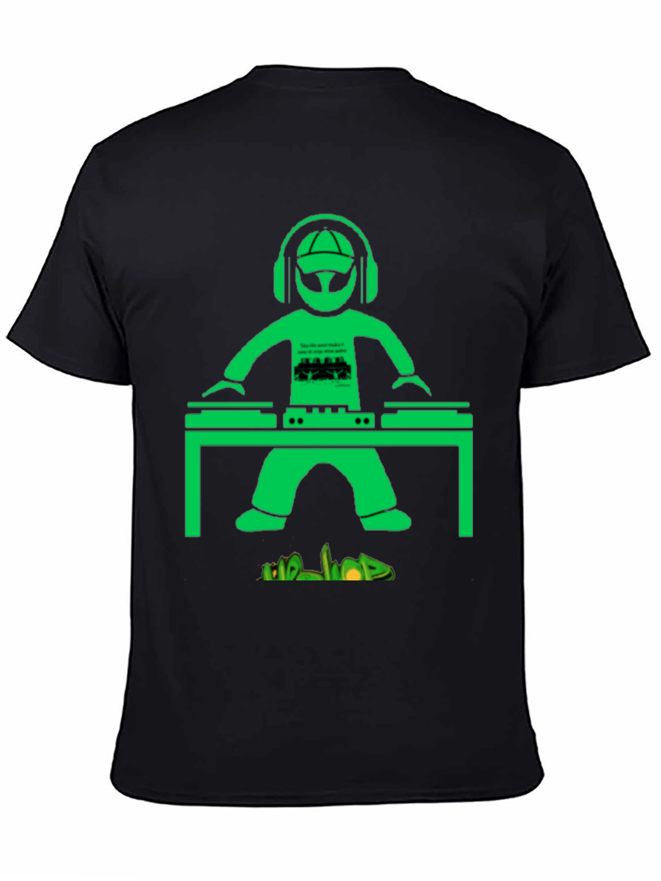 DJ Graphic T-Shirt - Green Graphic on Black