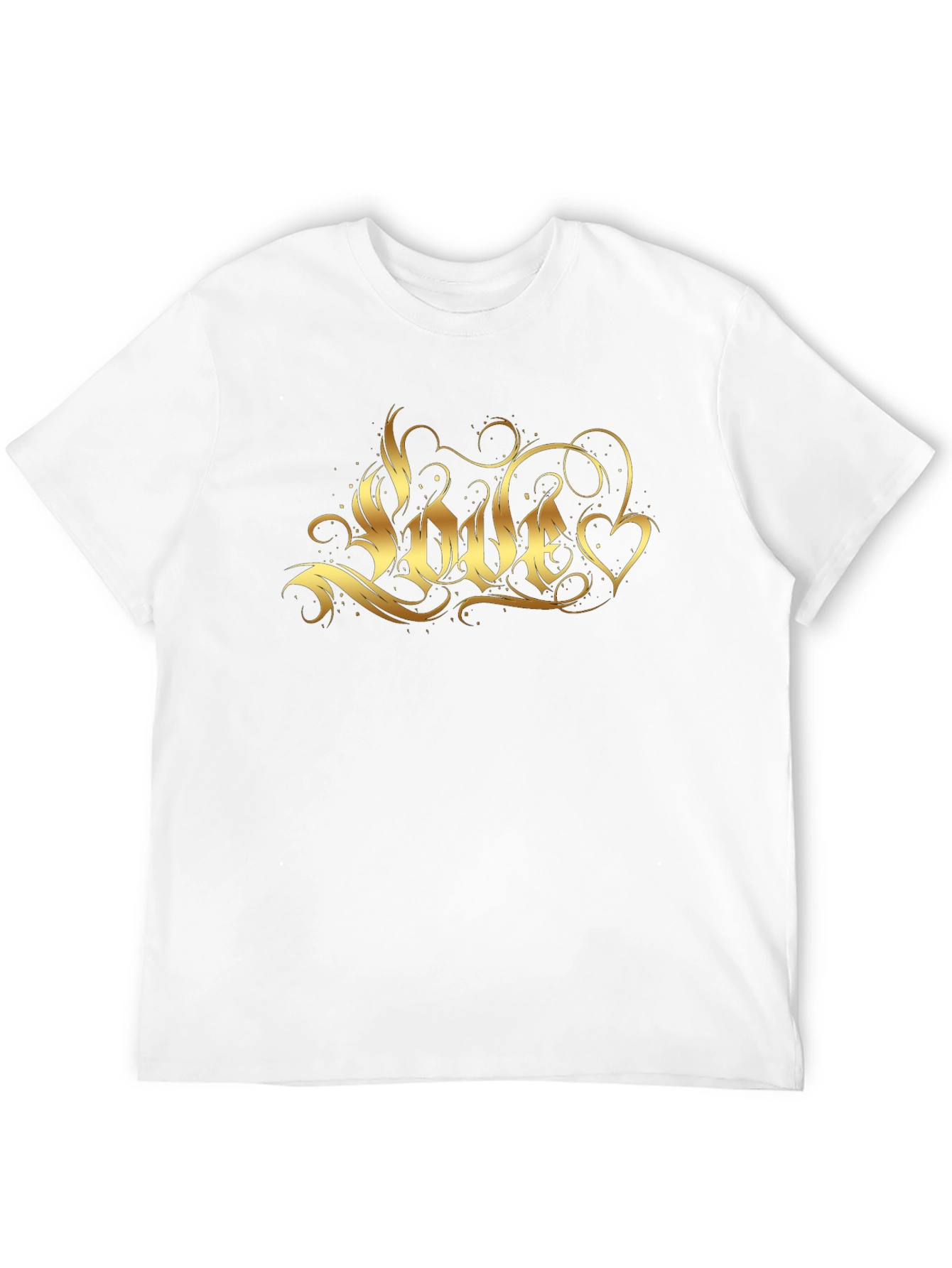 Mens Black T-Shirt with Gold Love Graphic