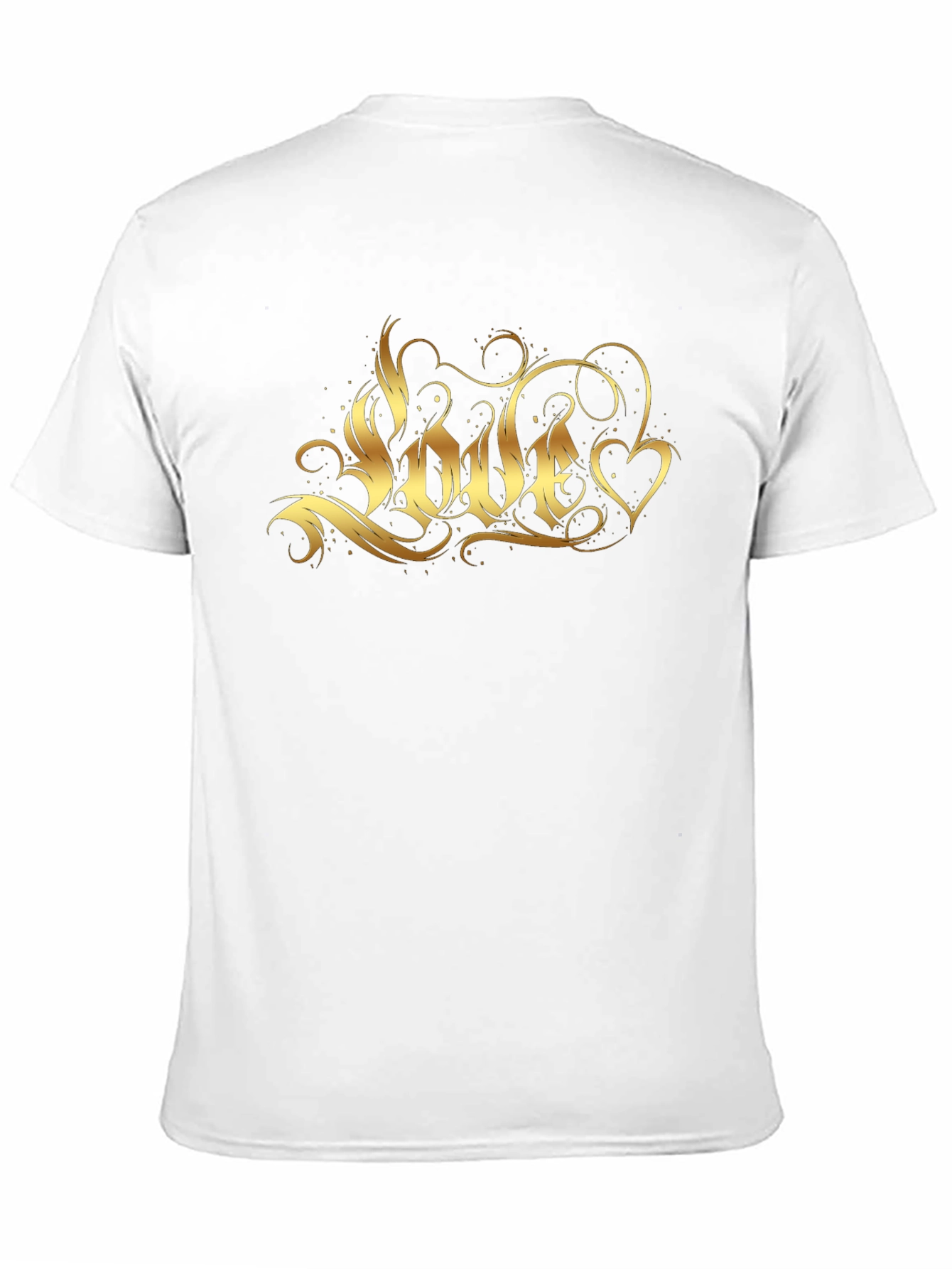 Mens Black T-Shirt with Gold Love Graphic