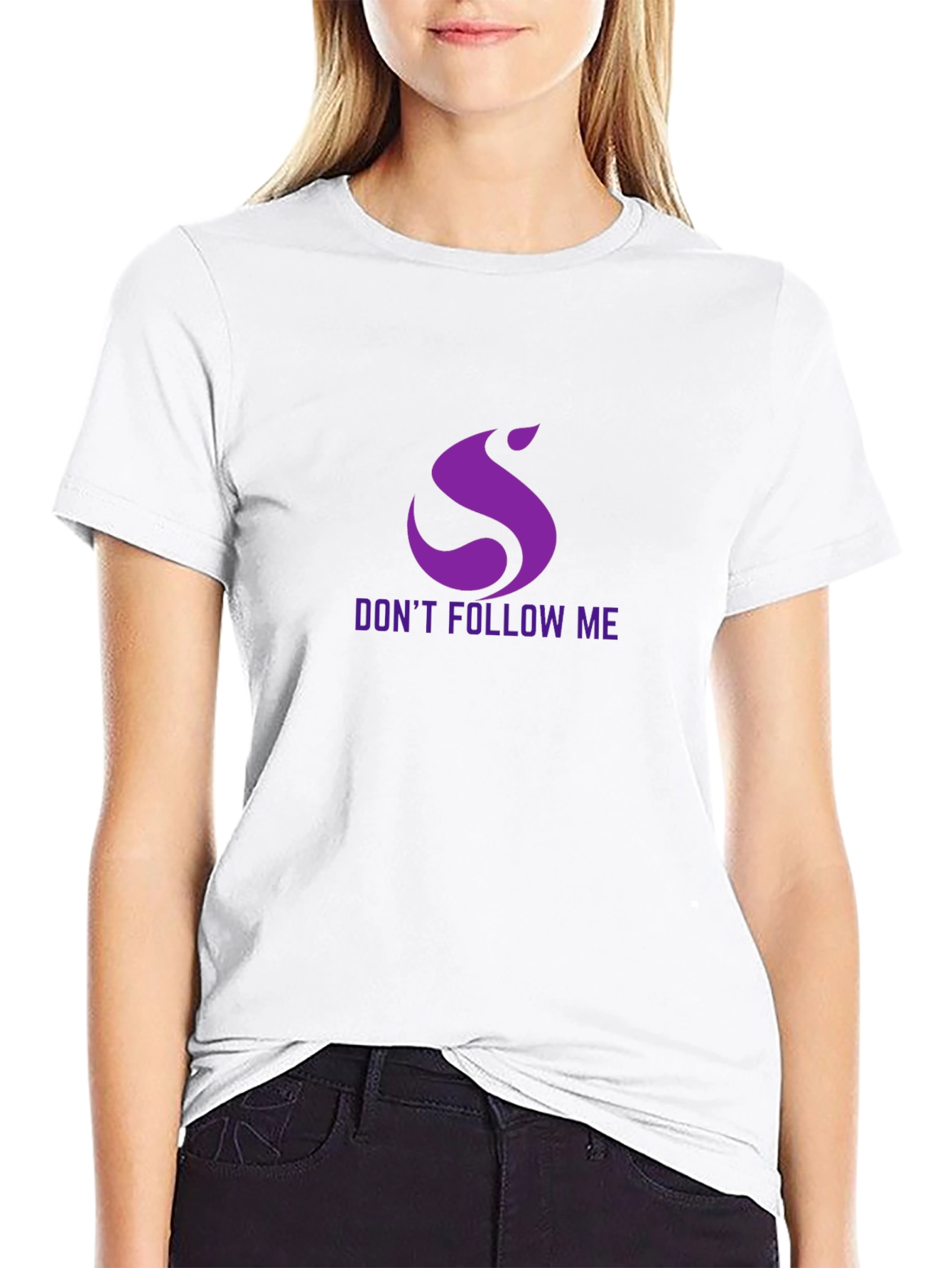 Dont Follow Me Purple Graphic Black T-Shirt