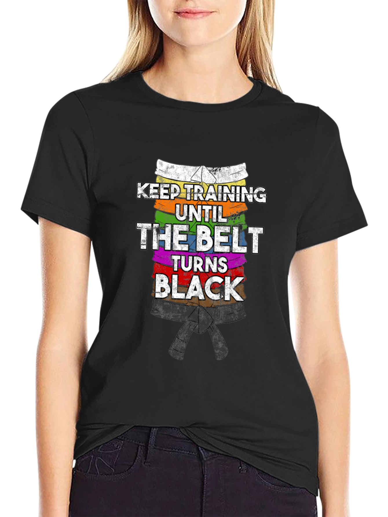 Keep Training Black Belt T-Shirt Martial Arts Karate