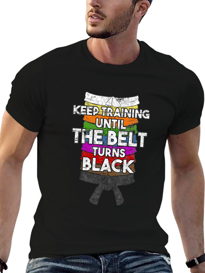 Keep Training Black Belt T-Shirt Martial Arts Karate