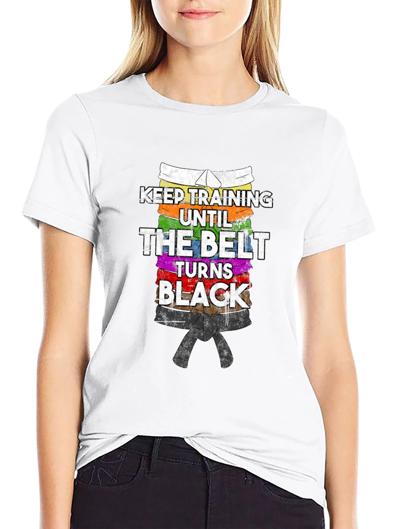 Keep Training Black Belt T-Shirt Martial Arts Karate