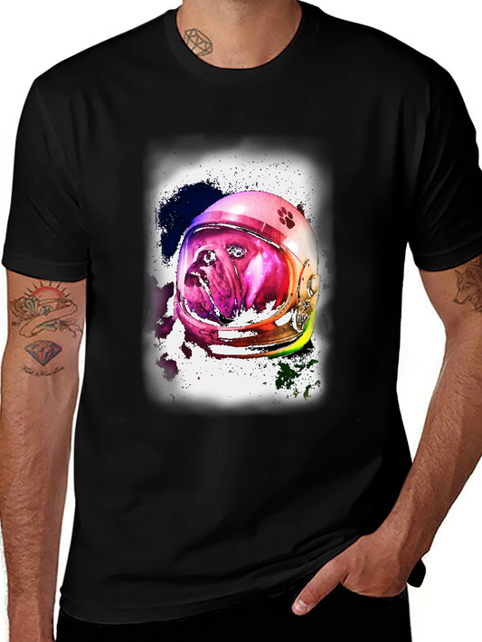 Astronaut Dog Graphic Tee - Unique Space Bulldog T-Shirt