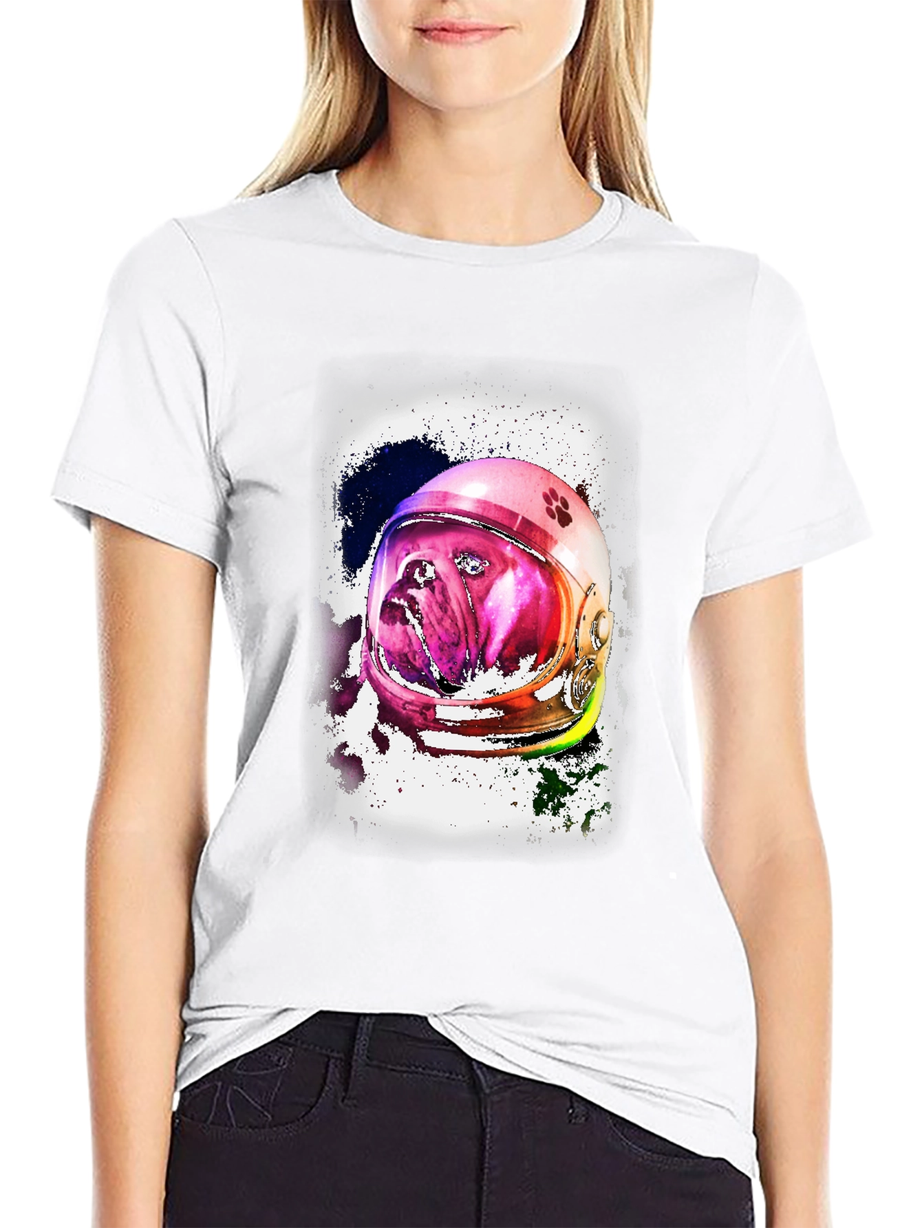 Astronaut Dog Graphic Tee - Unique Space Bulldog T-Shirt