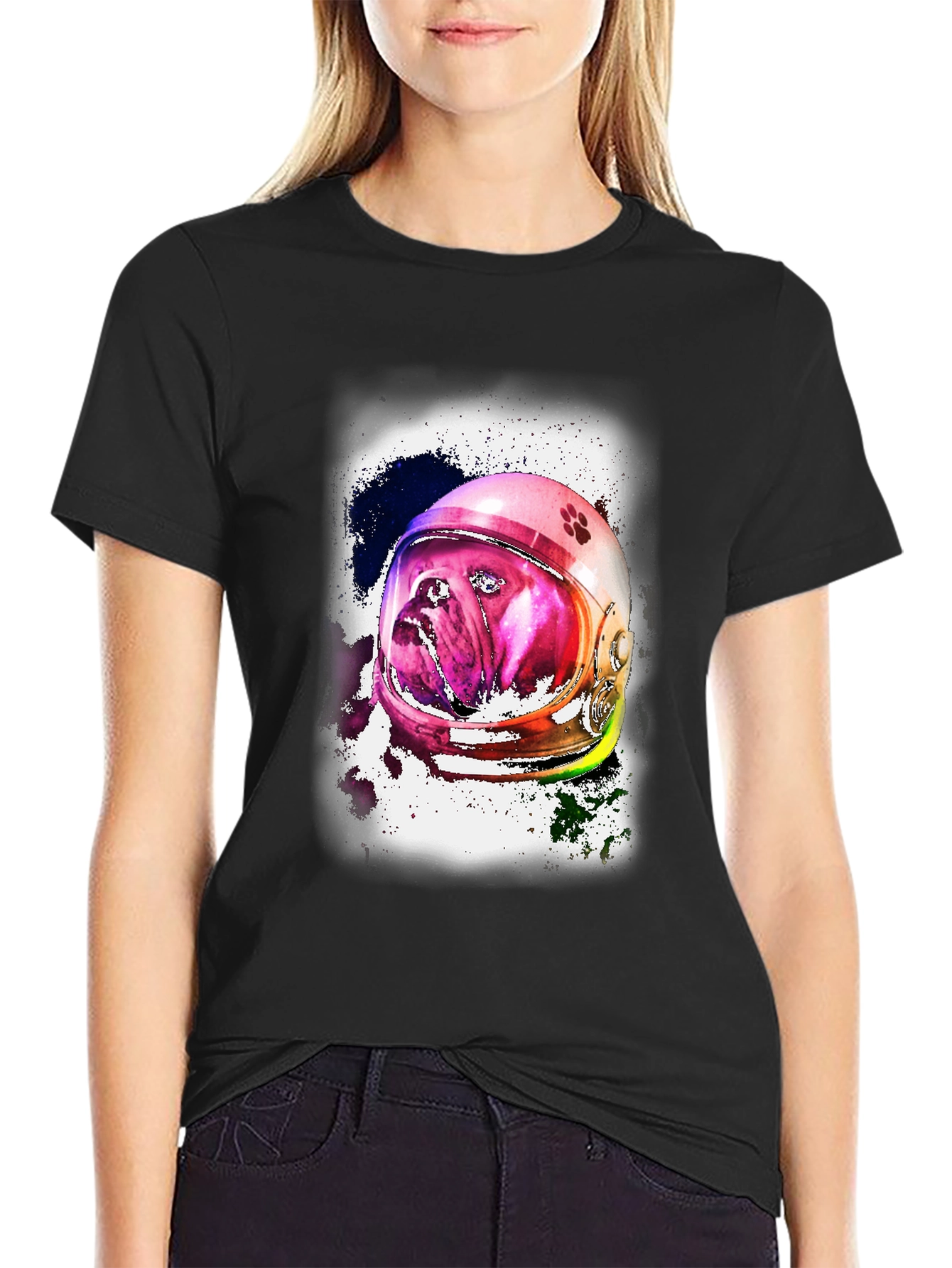 Astronaut Dog Graphic Tee - Unique Space Bulldog T-Shirt