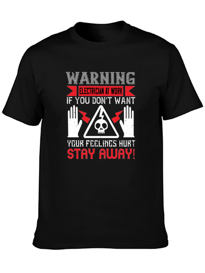 Warning Electrician At Work Graphic T-Shirt