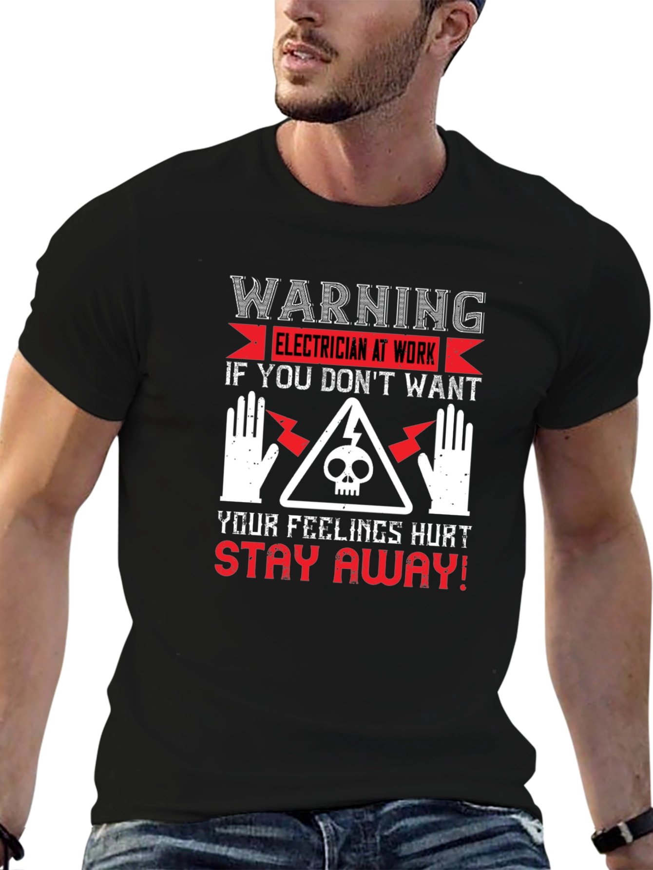 Warning Electrician At Work Graphic T-Shirt