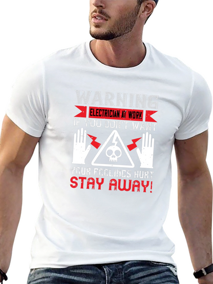 Warning Electrician At Work Graphic T-Shirt