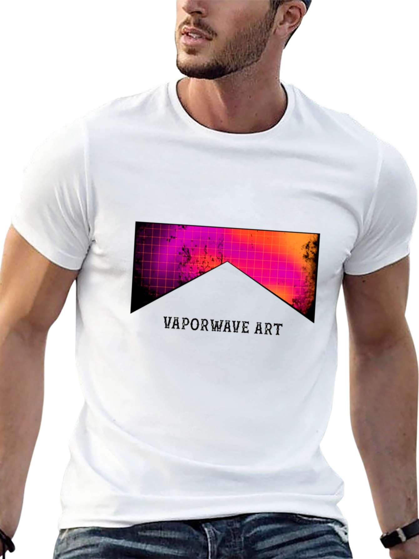 Vaporwave Art Black Tee - Retro Style