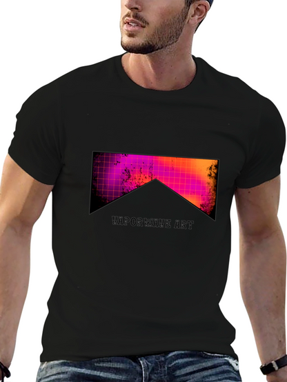 Vaporwave Art Black Tee - Retro Style