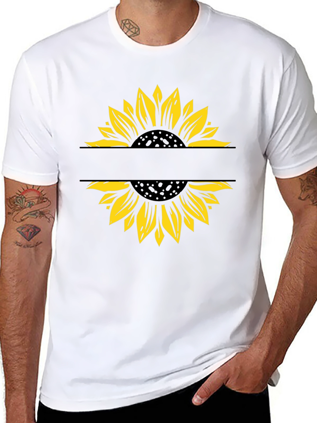 Sunflower Graphic T-Shirt - Modern Split Design