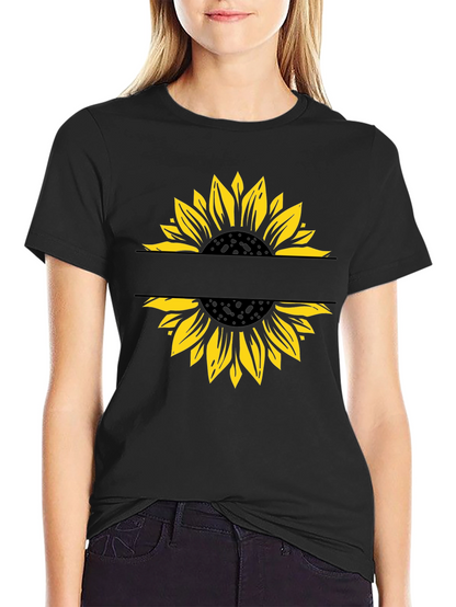 Sunflower Graphic T-Shirt - Modern Split Design