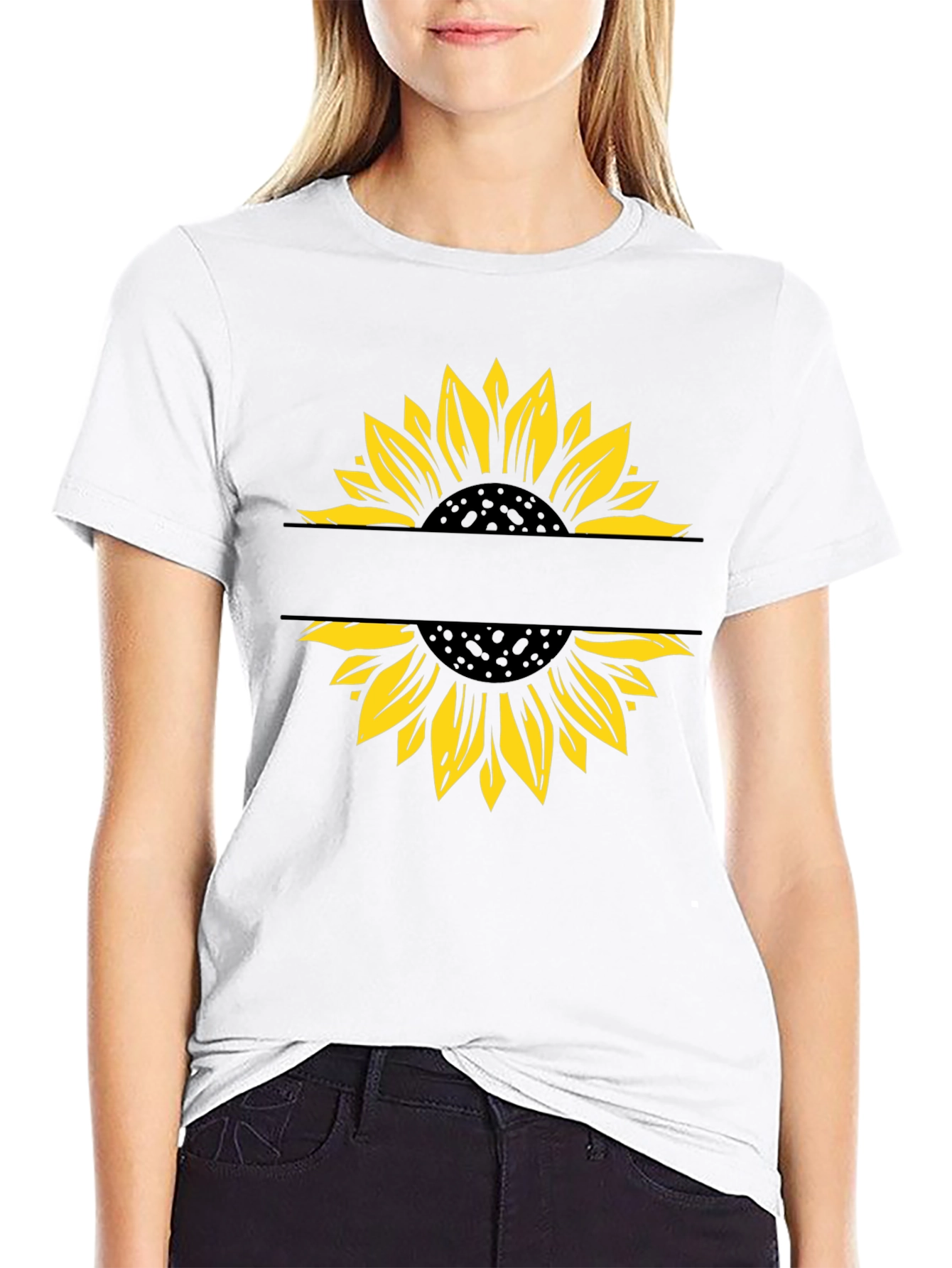 Sunflower Graphic T-Shirt - Modern Split Design