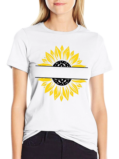 Sunflower Graphic T-Shirt - Modern Split Design