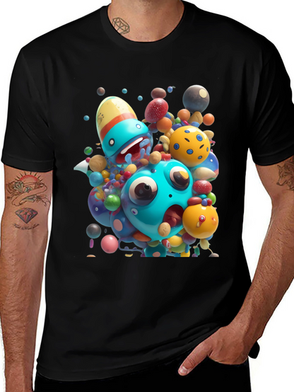 Cartoon Monster Graphic Black T-Shirt