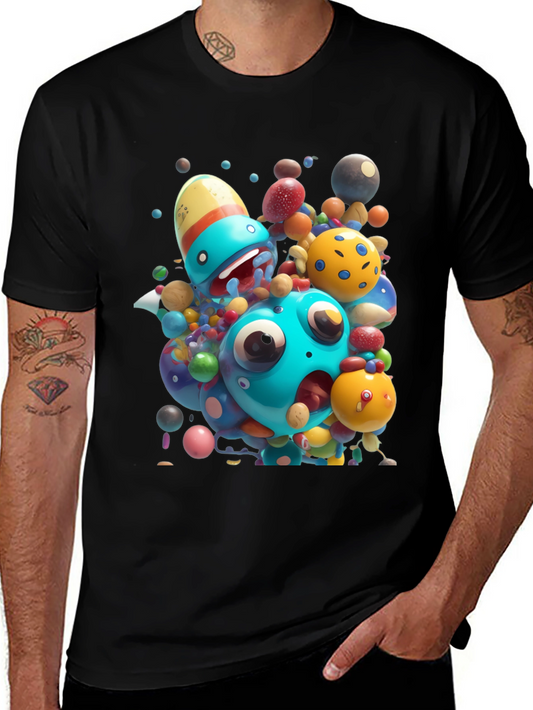 Cartoon Monster Graphic Black T-Shirt