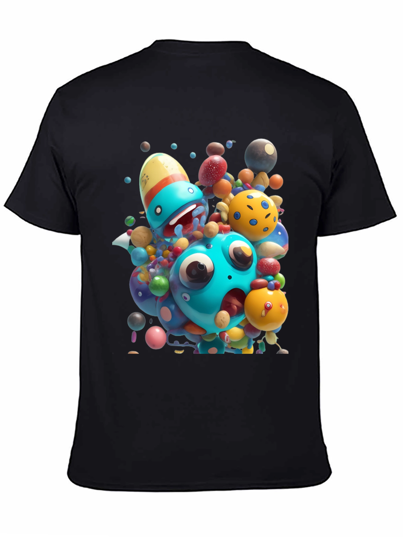 Cartoon Monster Graphic Black T-Shirt