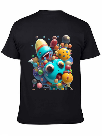 Cartoon Monster Graphic Black T-Shirt