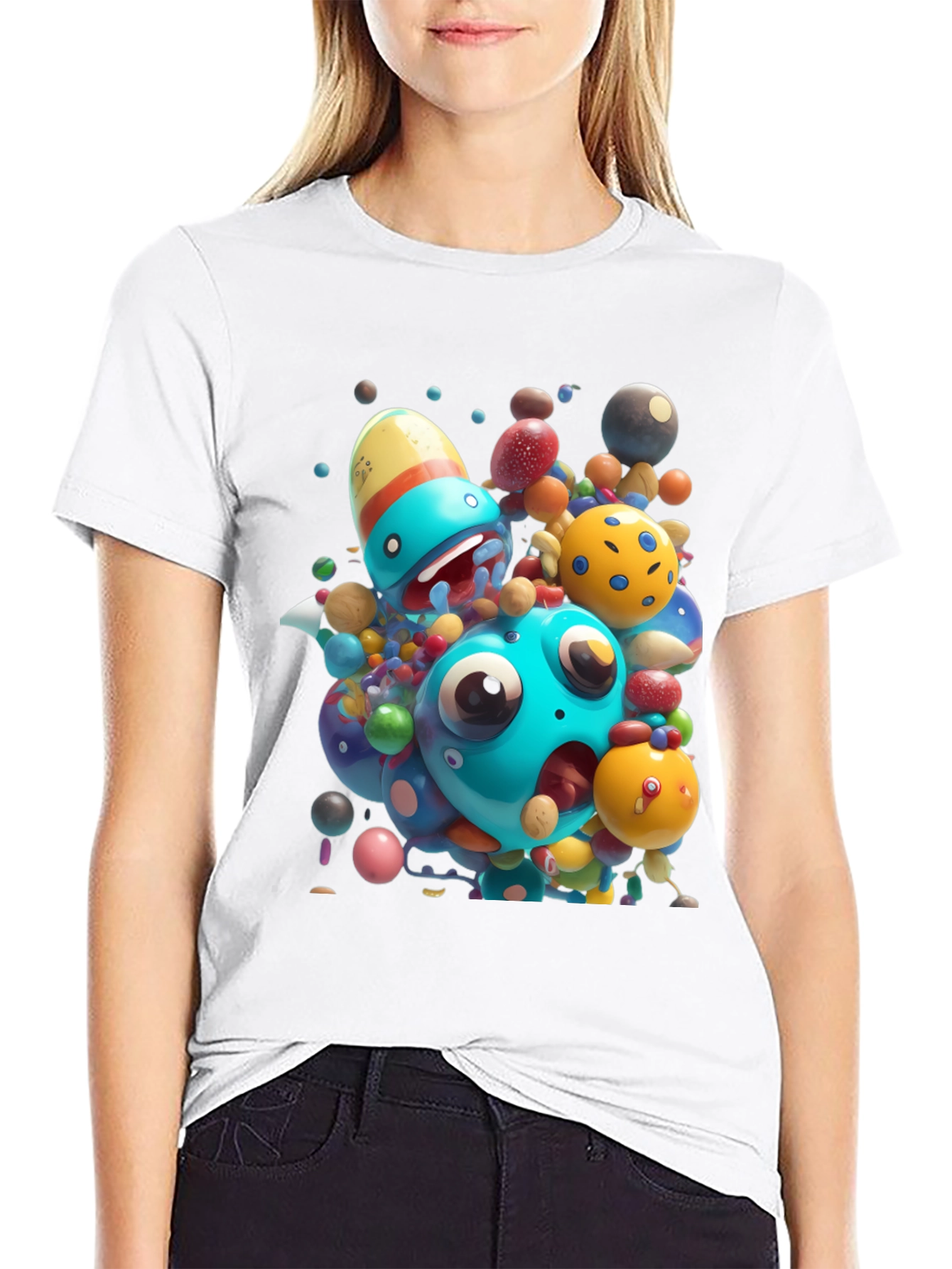Cartoon Monster Graphic Black T-Shirt