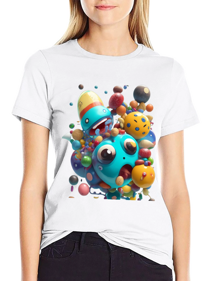 Cartoon Monster Graphic Black T-Shirt