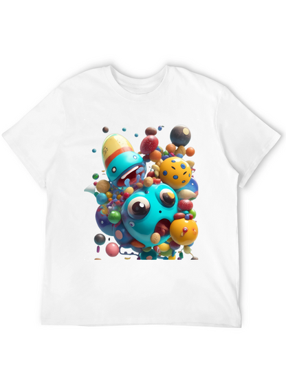 Cartoon Monster Graphic Black T-Shirt