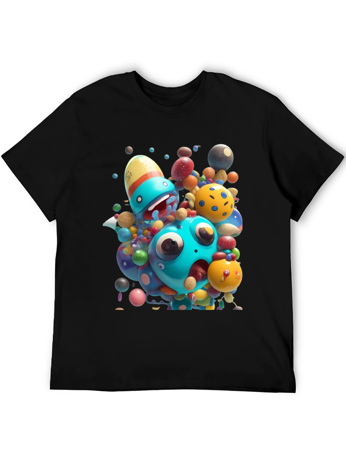 Cartoon Monster Graphic Black T-Shirt